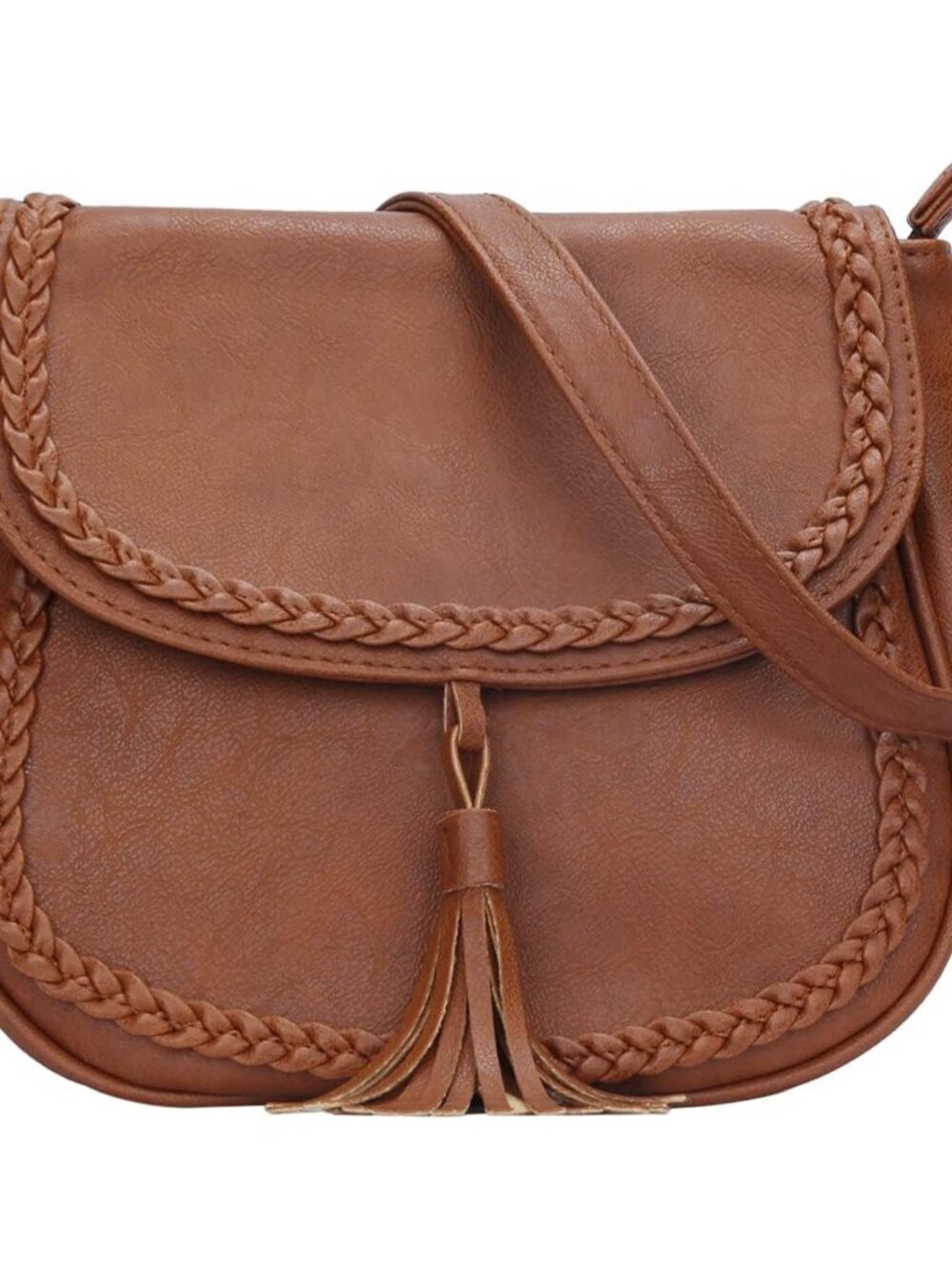 Casual Crossbody Bag for Women, Small Flap Saddle Purses with Tassel